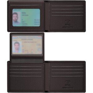 ⚡Travelambo Men Lychee Brown Genuine Leather Handmade Bifold Stylish Wallets